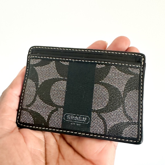 COACH Monogram Card Holder | Black and Gray Coach Monogram Card Holder - Picture 1 of 4